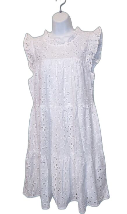 Mud Pie Dresses & Skirts - NWT MUDPIE Babydoll White Eyelet Lace Tiered Knee Length Ruffles Dress Small